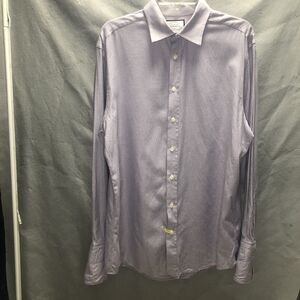 CHARLES TYRWHITT Slim Fit purple White 100% Cotton Dress Shirt 17 - 35 EUC